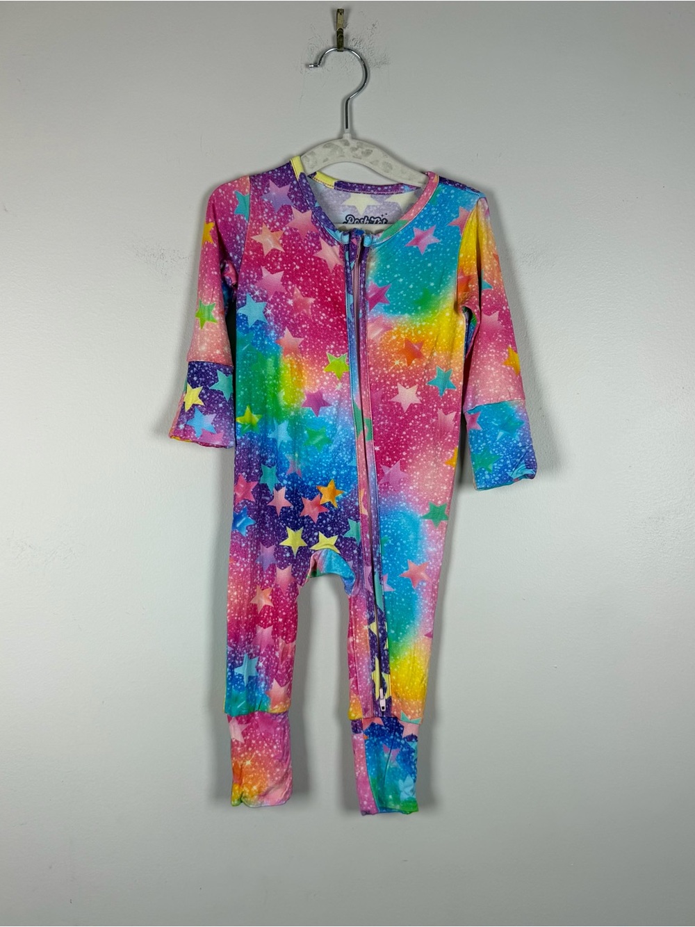Posh TOT Rainbow Star Galaxy  Bamboo Baby Convertible Zippy Romper 6-9 Months